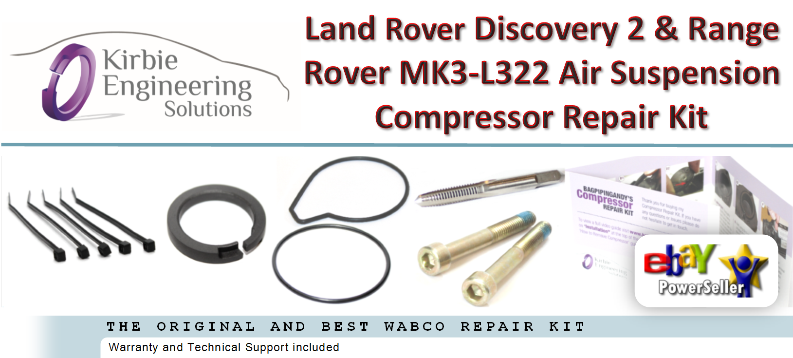 Kit De Réparation Compresseur Suspension Pneumatique BPA001 – Pour Land Rover Discovery II (1998-2004) & Range Rover MK3 L322 (2002-2005)